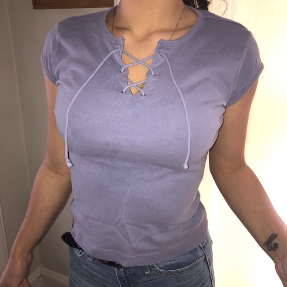 Lilac Front Laced T-Shirt - Picture 1 of 1